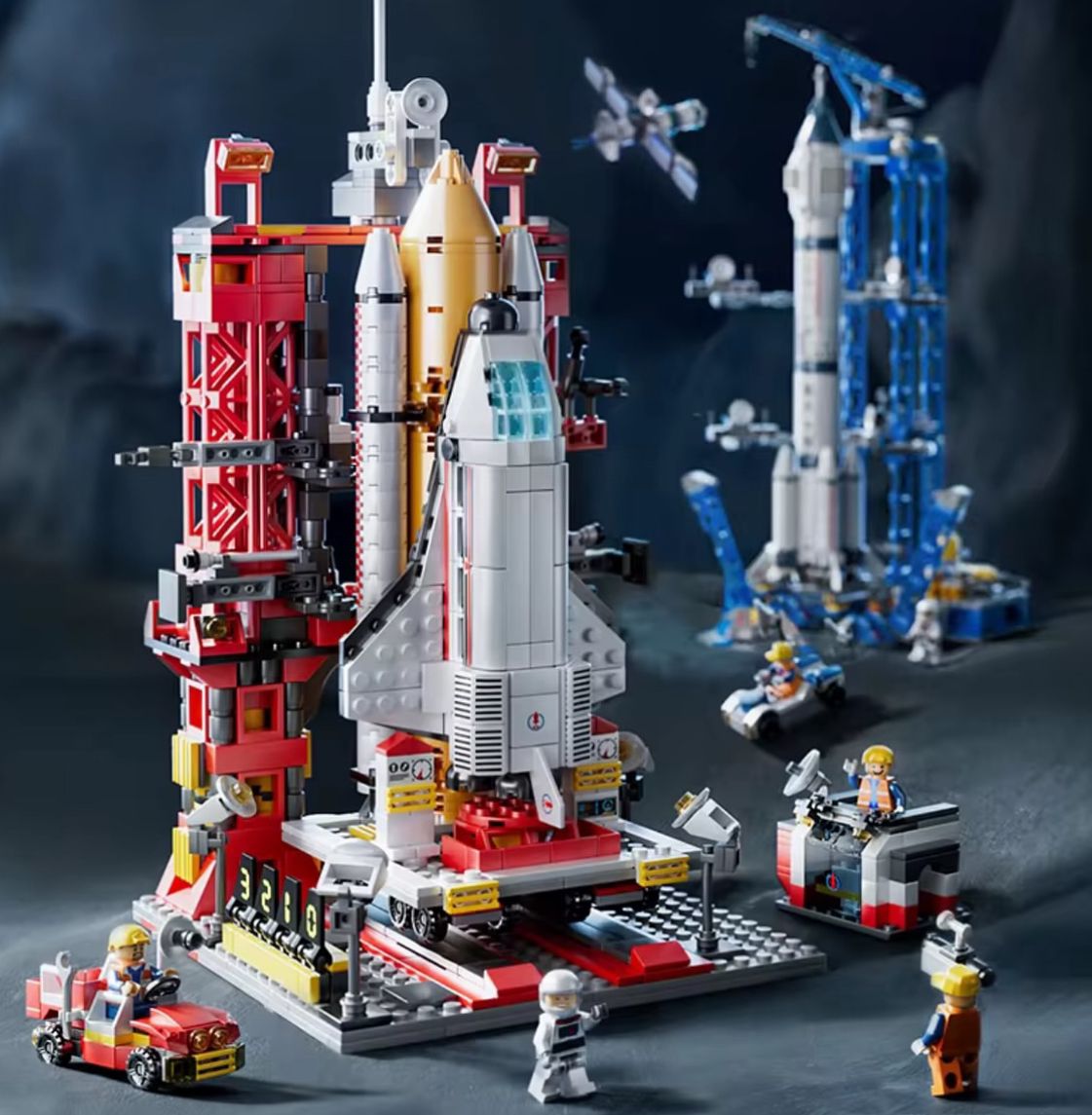 Diy Kids Red Spaceship Construction Engineering Building Blocks Kits Shuttle Micro Space Ships Rocket Ship Toy Children Games