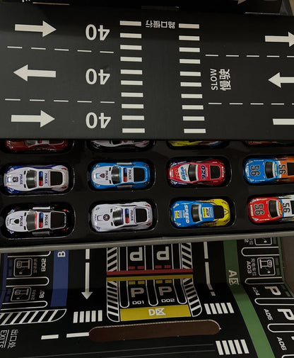 Die Cast Container Storage Box 48 Pack Alloy Racing Car Toys Pull Back Race Cars Toy Set