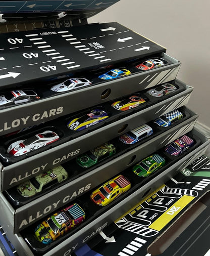 Die Cast Container Storage Box 48 Pack Alloy Racing Car Toys Pull Back Race Cars Toy Set