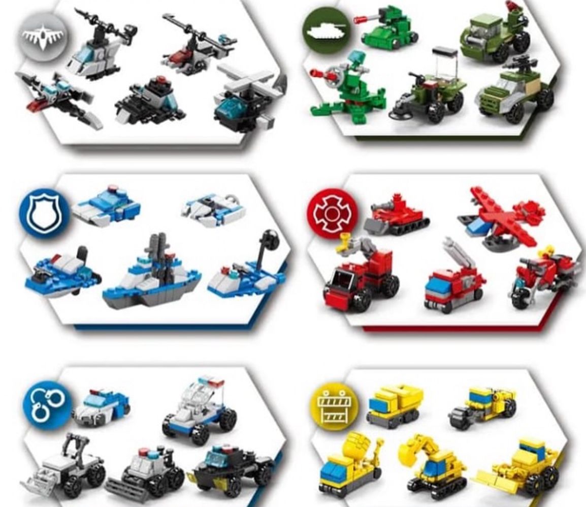 Creative 30 Car Models City Guard Alliance Small Particle Building Blocks Color Bag Packing Factory Supply