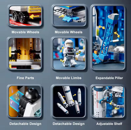 Diy Kids Blue Rocket Construction Engineering Building Blocks Kits Shuttle Micro Space Ships Rocket Ship Toy Children Games